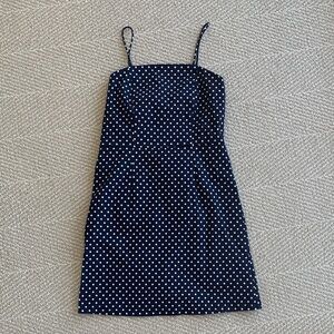 She + Sky Navy + White Polka Dot Mini Dress